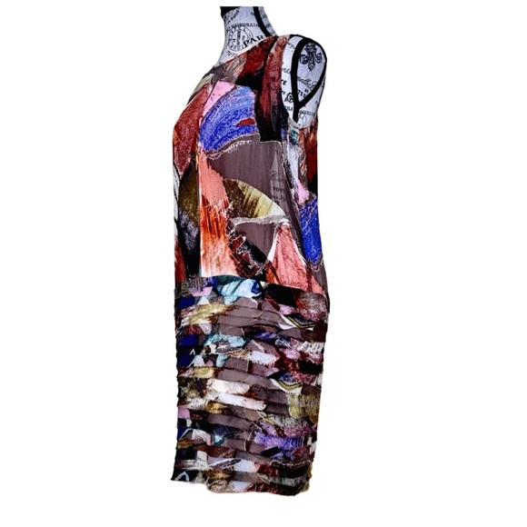 Ali Ro Women’s Sleeveless Midi Sheath Dress. Red, Orange, Blue, Green. Size 2 - Picture 4 of 11